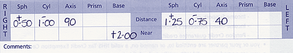 optical prescription sample 2